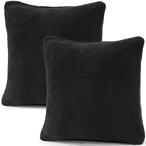 CelinaTex 2er Set Kissenbezug 80x80 cm Doppelpack Coral Fleece Kissenhülle, Kopfkissenbezug Kissen Überzug Comfortable schwarz 5001352