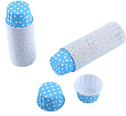 100 Stück Papierbackförmchen, Mini Papier Muffinförmchen, Fettdicht Cupcake Formen, Einweg Backbecher, für Backtage, Geburtstage, Teekränzchen, Hochzeiten und Partys (Blau)