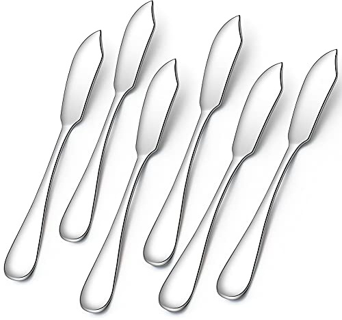 AOOSY Butter Knife, Cheese Knife, Dover Sole Breakfast Kippers, Cute Mini 5.91 inches Stainless Steel Kitchen Knives for Butter Sandwiches Cheese Breakfast,Packs Of 6