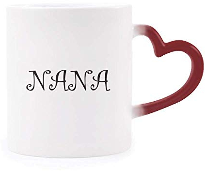 DIYthinker Großmutter Letters Nana Gegenwärtiges Muster Morphing Becher-Hitze-Sensitive rotes Herz-Cup Mehrfarbig