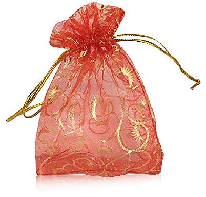 YFZYT 100 Stück Bunte Organzasäckchen Bunte Organzabeutel Schmuckbeutel Geschenkbeutel Christmas Organza Bags Hochzeit Geschenk Mitgebsel Heiraten Fest Party - 9x12 cm/3.54x4.72 Zoll, Rot#2