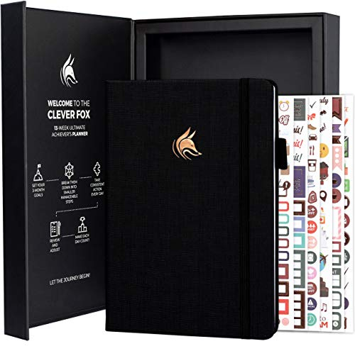 Clever Fox Ultimate Achiever’s Goal Planner - Focus & Productivity 90 Day Journal. Daily Weekly Monthly Planner Organizer & Hourly Schedule Notebook - Undated, Hardcover, A5 Size, Onyx Black