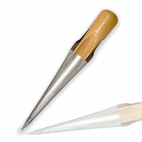 Marine Rope Splicing Spike Fid with Wood Handle, Swedish Style, 304 Stainless Steel for Line Wire Diameter (Medium: 1/2 to 1 inche)