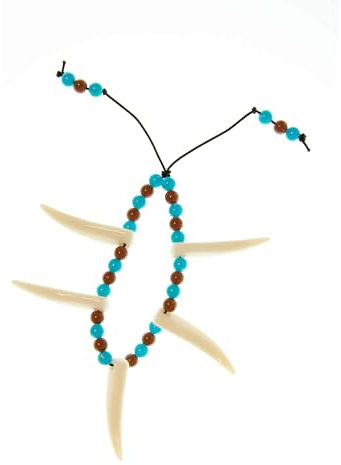 Perlenarmband türkis/braun mit Zähnen