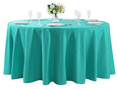 Runde Tischdecke, waschbar, Polyester, 304 cm, Türkis