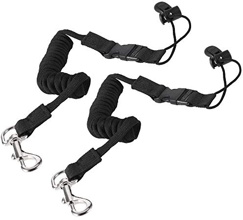 POFET Kajak-Ruten-Leine, Paddel, Sicherheit, Boot, Angelrute, Universal-Paddel/Angelrute, Leine, Kajak, Zubehör, Länge 53,3-150,5 cm, Schwarz, 2 Stück