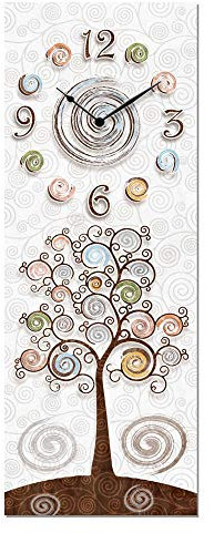 Lupia - Orologio da parete Decorativo in legno CLOCKART Albero della vita con stampa in alta qualita' 30x80 cm Tree White