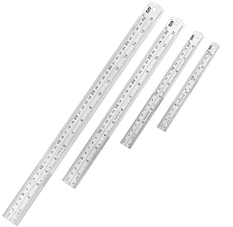 Lineal aus Metall, Edelstahl, Lineal mit gerader Kante, Messwerkzeug, 4 Stück (15,2 cm, 20,3 cm, 30,5 cm, 40,6 cm)