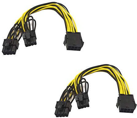 ZkeeShop CPU 8 Pin Female to Dual 8 Pin (6+2) Male Splitter Power Adapter Cable for GPU (CPU to GPU) 8 inch (2PCS)