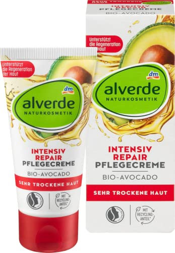 alverde Intensiv Repair Tagescreme | Naturkosmetik | Versorgt die Haut nachhaltig mit Feuchtigkeit | |Fr sehr trockene Haut | 50 ml