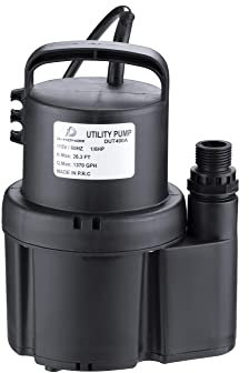 D-HONOR Submersible Water Pump 1/6 HP 1370GPH, Sump Pump Submersible for Clean Water, Electric Utility Pump with 1 Water outlet and 3/4 Garden Hose Adaptor for Swimming Pool Garden Pond Draining