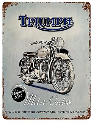 Triumph-Motorrad-Poster, Blechschild, Vintage, Metall, für Kneipen, Clubs, Cafés, Bars, Zuhause, Wandkunst, Dekoration, Poster, Retro, 39 x 29 cm