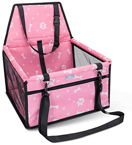 Nobleza - Refuerzo de Coche para Perros, Asiento del Coche de Seguridad para Mascotas Perro Gato Plegable Lavable Viaje Bolsas y Otra Mascota Pequeña con Cremallera Bolsillo, 40 * 34 * 25 cm, Rosa