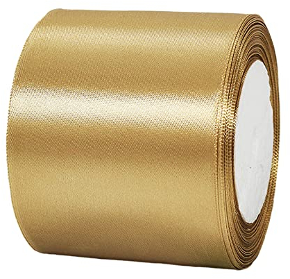 POPOYU Satinband Champagnergold Breit,Champagnergold Satin Schleife Groß,Satinband 8cm Breit,Baumwoll SchleifeBreit,Schleifenband xxl für Verpacken von Geschenken Ostern WeihnachtenHochzeit Dekorieren