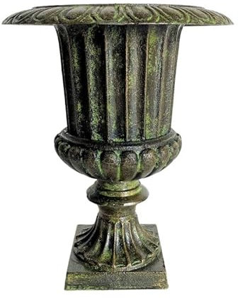 L'Héritier Du Temps Vase Vasque Richelieu Jardinière Style Medicis Pot de Fleur en Fonte Verte 30,5x30,5x37,5cm