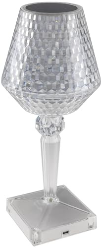 ChiliTec Akku-Tischleuchte 26cm Kristall Optik | Dimmbar, 3 Lichtfarben einstellbar, Touch Schalter, USB aufladbar