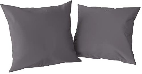 Amazon Aware Kissenbezug-Set aus 100 % Bio-Baumwolle, Fadenzahl 300, 2 Stück, 80 x 80 cm, Dunkelgrau, Einfarbig