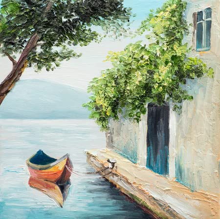 adrium Acryl-Bild 80 x 80 cm: Ölgemälde, Gondel in Venedig, schöner Sommertag in Italien, abstrakte Zeichnung(56549562)