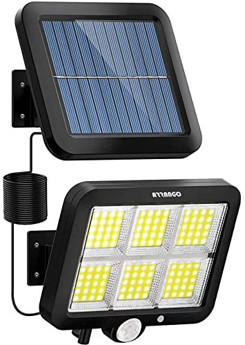 ARRANCIO Faretti Solari a LED Da Esterno, 98 LED Con Sensore Crepuscolare e di Movimento, Con Pannello Solare Impermeabile IP65 (COB 10W 1UNI)