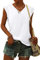 WNEEDU Women Tops Summer T-Shirts for Women UK V Neck Cap Sleeve Ladies Summer Tank Tops Blouses White M
