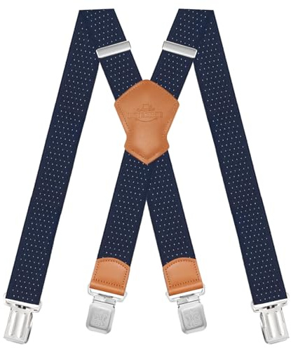 Dresime Hosenträger für Herren mit 4 starken Clips 4cm breit, X Form elastisch einstellbar Länge für Männer und Damen Overalls Jeans, Arbeitshosen, Jumpsuits, Motorradhosen, etc.