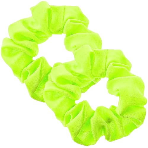 2 Stück Neon Scrunchie Pop Rosa Kratzkrawatten Haarschmuck Seide für Damen Satin Haargummis Mädchen Glitzer