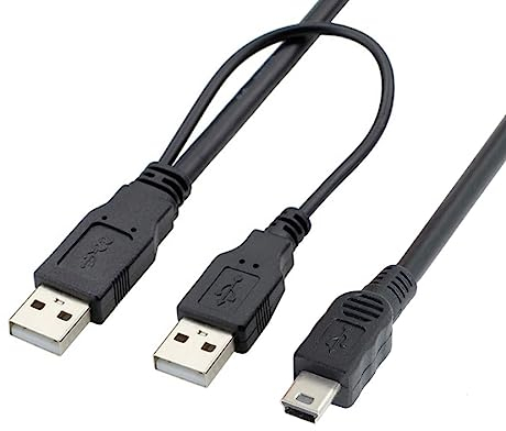 chenyang Cavo dati da USB 2.0 a mini USB a 5 pin con cavo di alimentazione extra per hard disk drive
