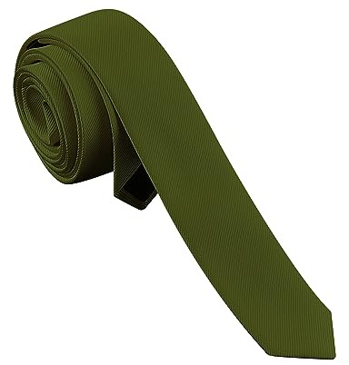 Branduce Dünne Krawatten für Herren, einfarbig, formale Krawatte, 4 cm, schmale Krawatten für Männer, Olivgrün, Allgemeines