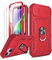 LeYi for iPhone 14 6.1'' Case with Camera Cover Slider, 360° Full Body Armour Military Protective Shockproof Phone Cover | 2 Pack Tempered Glass Screen Protector | Ring Stand Holder | Red
