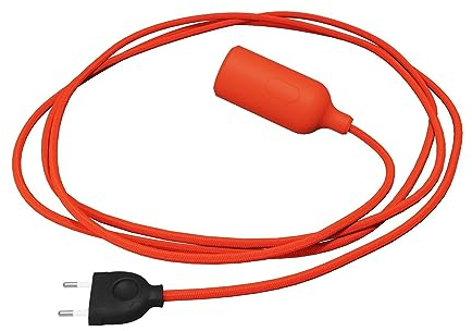 creative cables - Snake Leuchte aus Silikon mit Schalter und Stecker - Ohne Glühbirne, Orange