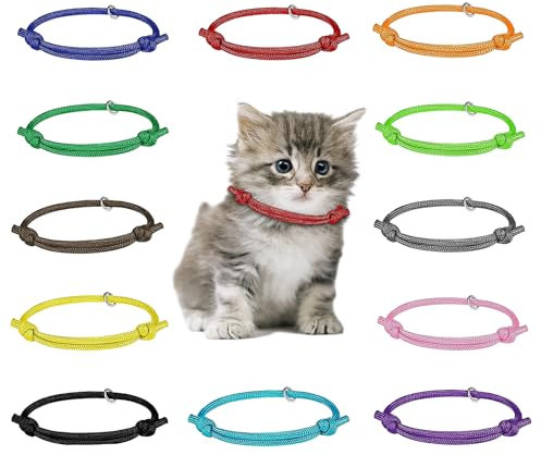 12 Stück Welpen ID Halsbänder, Welpenhalsbänder Einstellbar Soft Welpen Halsbänder, für Kleine Katzen, Hunde Welpen Halsbänder für Neugeborene Haustiere, 12 Farben