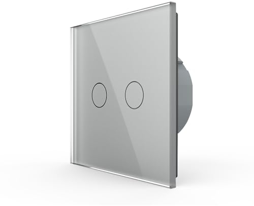 LIVOLO Funk Touch Rollladenschalter Hoch Runter für Unterputz mit Glasblende in Grau Berührungs Funkschalter zum schalten von Rollläden, Markiesen, Jalousienen