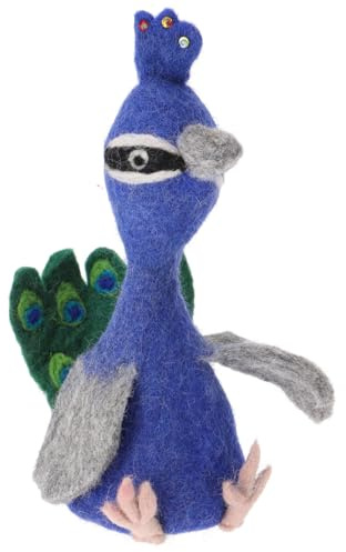 Filz Eierwärmer, handgemachte Filzdekoration, Tier, Pfau | 100 % Wolle, niedliche Tischdekoration, wasser- und schmutzabweisend, handgefilzt, ideal für Kinder