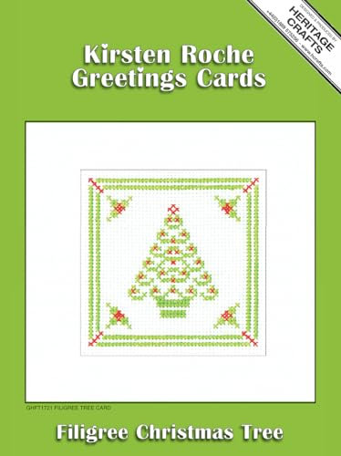 Heritage Crafts Cross Stitch Kit - Christmas Card, Holly Filigree Tree - Kirsten Roche