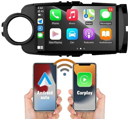 Car Tablet Autoradio 9'' 4 GB RAM+64 GB ROM Android 14 da 9 pollici adatta per Toyota Yaris 2012-2020 | WiFi |DAB |Bluetooth |Navigatore GPS |SWC |Mirror Link| CarPlay|Android Auto|FM| RDS