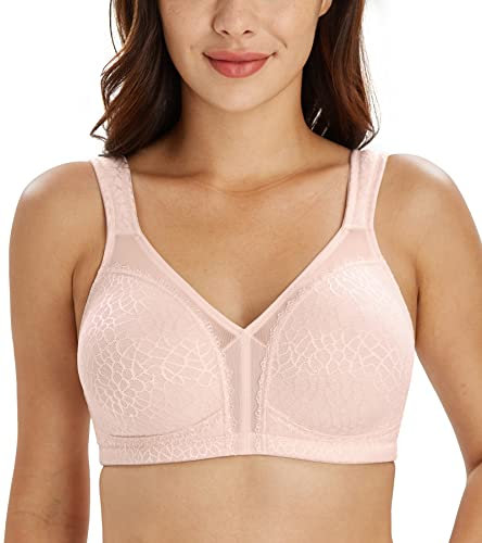 Lemorosy Soutien-Gorge Minimiseur Femme Grandes Tailles Confort Bonnets emboîtants sans Armatures réducteur de Fort portrine FR90F Rose