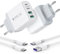 Ladegerät USB C, 4 Ports Mehrfach Ladegerät mit USB-C und USB-A Ladekabel, 40W Schnellladegerät PD 3.0 Power Adapter für iPhone 16 15 14 Pro Max 13 12 11 SE 2020 XS XR 8, Samsung, Netzteil USB C Handy