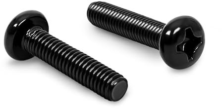 #10-24 x 1-1/4 Phillips Pan Head Machine Screws, Stainless Steel 18-8, Black Finish, Full Thread, 50 PCS