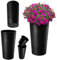 KADAX Pflanzkübel mit Innentopf Schwarz Ø 14 cm, Höhe 26.1 cm – Moderner Pflanztopf mit Einsatz, Blumentopf aus robuster Kunststoff für Innen- und Außenbereich, ideal für Wohnzimmer, Balkon, Büro