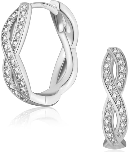 CERSLIMO Ohrringe Unendlichkeitszeichen, Creolen Infinity 15mm Silber 925 AAA Zirkonia Unendlich Silberohrringe Schmuck Unendlichkeit Geschenke
