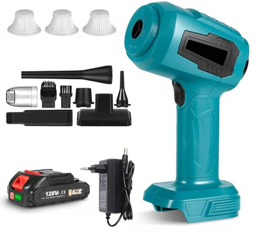 Vulaop Aspiradora de mano, 28000 Pa, potente aspiradora de mano con batería, 4 en 1, ligero soplador de polvo y aspiradora, mini aspiradora recargable por USB para coche/oficina/casa (1 batería y 1