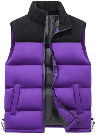 GIBZ Gilet Imbottito Leggero da Uomo, Piumino Smanicato Casual con Tasche Cerniera, Inverno Giacca Caldo Senza Maniche, Viola, L