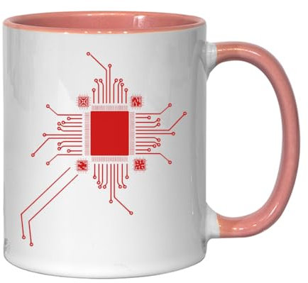 Atspauda Geeky Retro Cpu und Motherboard Grafik Keramik Tee Kaffee Tasse Pink