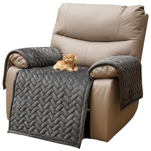 Eismodra Sesselschoner,Sesselbezug für Relaxsessel,Anti-Rutsch Sessel Überzug,Sesselüberwurf Sofa Schoner Bezug mit Armlehne Sesselüberzug für Fernsehsessel Haustiere (Dunkelgrau, 3 Stücke Set)