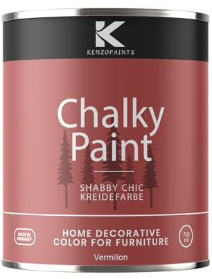 Contura KenzoPaints Kreidefarbe Möbel Farbe 750ml. Trend Farbtöne 2025 Möbellack Holz- Lack Shabby Chic Matt (Vermilion, 750ml.)