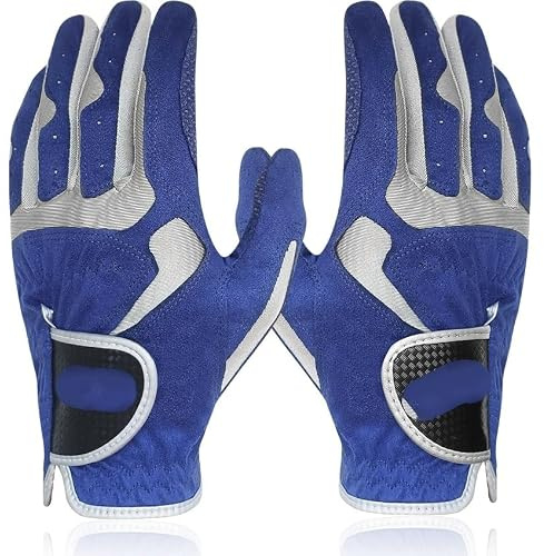 WANGSHAOWEI Golfhandschuhe 1pc Golf Handschuhe for Männer Frauen Links Rechts Hand Sport Handschuhe Paar Golfer Geschenk Blau Weiß Golfhandschuhe Damen(1pair 2pcs Blue,Large L 25)