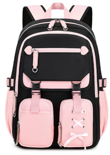 Tanou Sac à Dos pour Filles Adolescentes, Cartable Fille École Primaire et Collège Décontracté de 9 à 18 Ans, Renforcé Sac a Dos Enfant Étanche pour les Scolaire Voyages, Rose