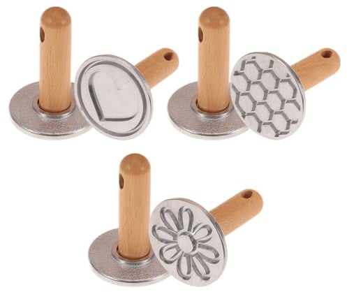 Keksstempel Set, 3 Stuck Cookie Stamp, 3 Stile, Keks Stempel mit Holzgriff für Kekse, Plätzchen, Kuchen, Gebäck, DIY-Backen