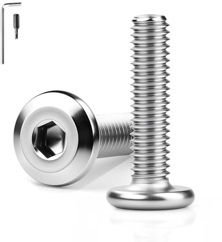 KGGZKG Tornillos de cabeza plana M8, 20 unidades, M8 x 16 mm, acero inoxidable 304, A2 V2A, hexágono interior, rosca completa, tornillos de cabeza alomada con llave Allen, tornillos roscados para