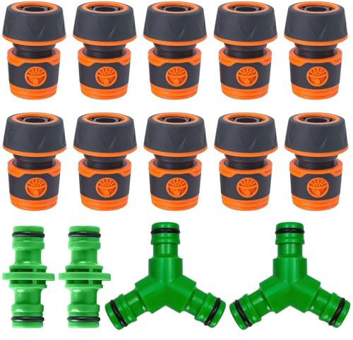 Raheem Gardena Schlauch Kupplungs Satz Schlauchverbinder + Schlauchhahnanschlüsse + Doppelstecker Gartenschlauch für Wasserhahn,Gartenschlauch,Gartenbewässerung (Schwarz, grün, orange, 1/2'')